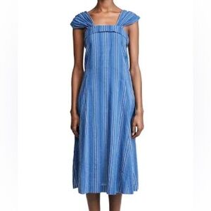 The Great. Sundown Dress Blue Tiller Stripe Size 0